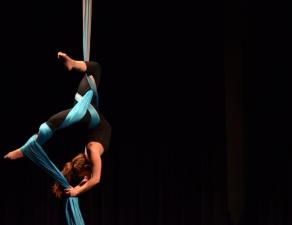 An aerial silk performance.