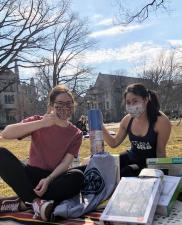 My friend Kate and I with our Winter Wellness goodies.